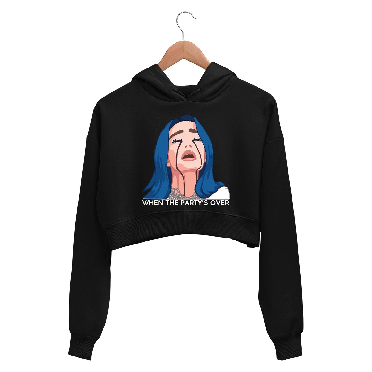 billie eilish when the party's over crop hoodie hooded sweatshirt upper winterwear music band buy online india the banyan tee tbt men women girls boys unisex black