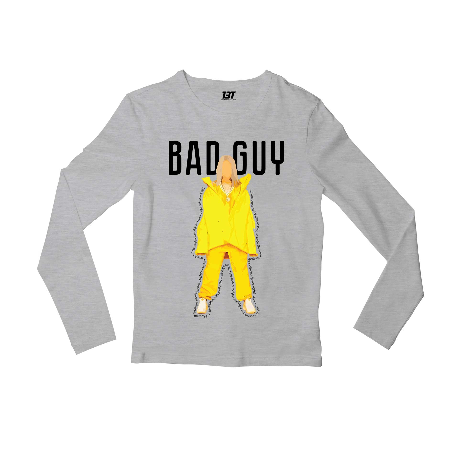 billie eilish bad guy full sleeves long sleeves music band buy online india the banyan tee tbt men women girls boys unisex gray