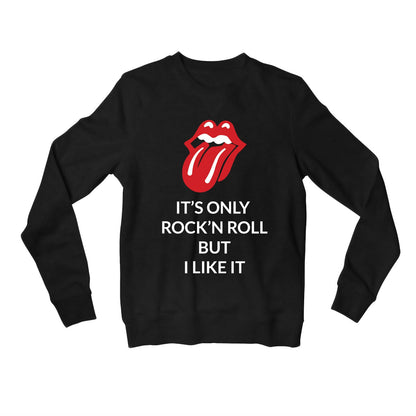 the rolling stones rock 'n roll  sweatshirt upper winterwear music band buy online india the banyan tee tbt men women girls boys unisex black