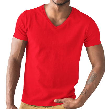 red plain v neck t-shirt plain v-neck the banyan tee india