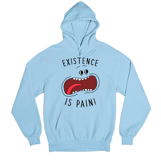 rick and morty existence is pain hoodie hooded sweatshirt winterwear buy online india the banyan tee tbt men women girls boys unisex gray rick and morty online summer beth mr meeseeks jerry quote vector art clothing accessories merchandise