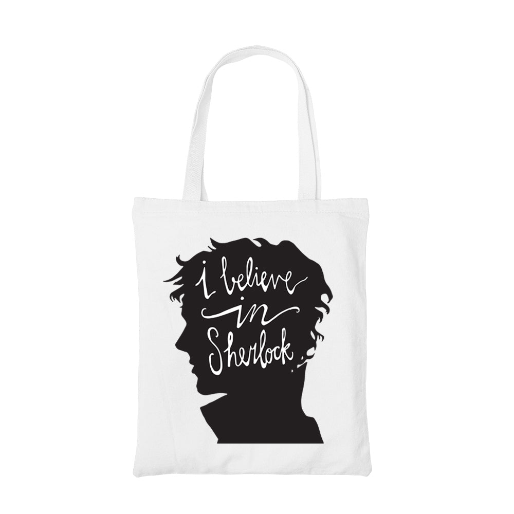 sherlock i believe in sherlock tote bag hand printed cotton women men unisex