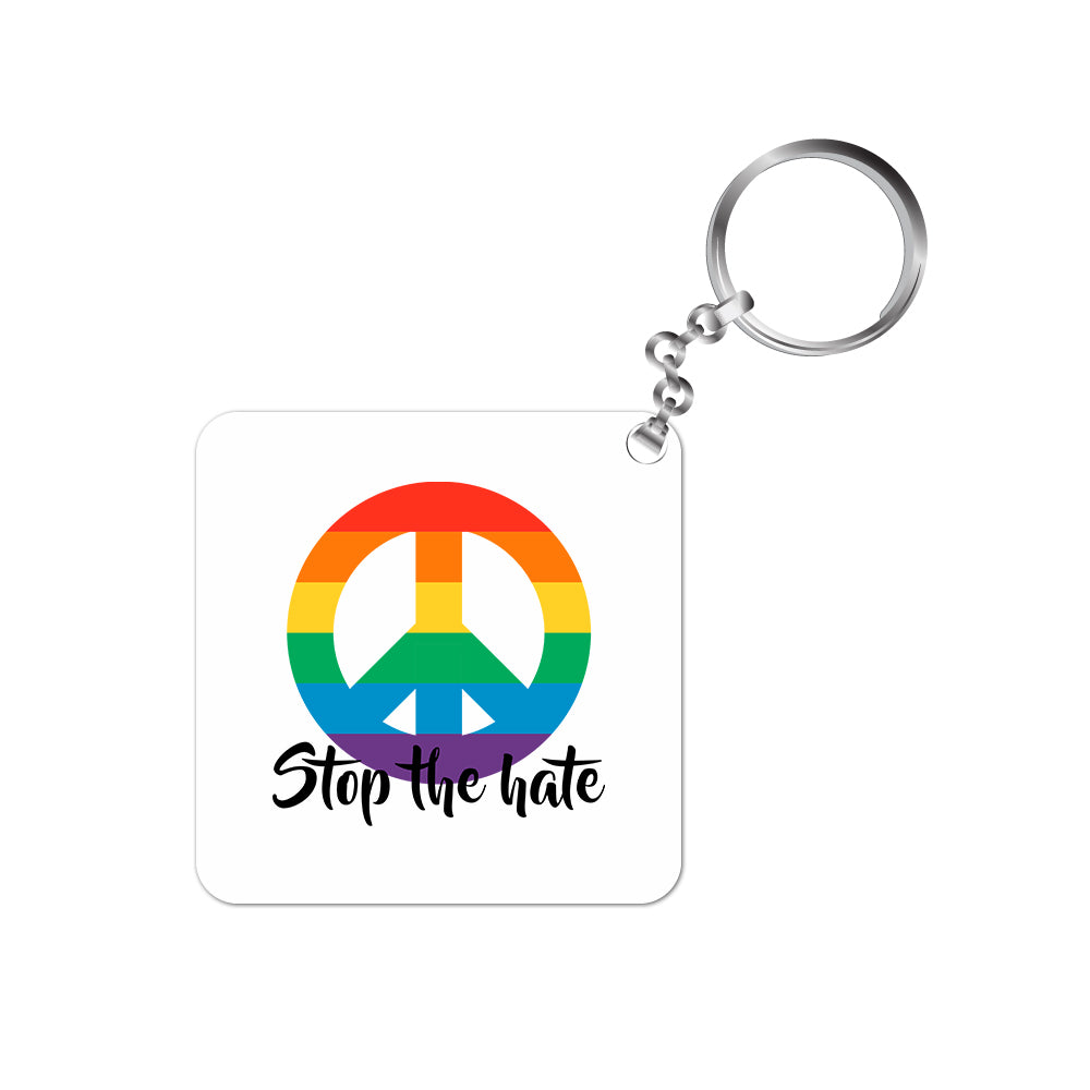 pride stop the hate keychain keyring for car bike unique home printed graphic stylish buy online india the banyan tee tbt men women girls boys unisex  - lgbtqia+