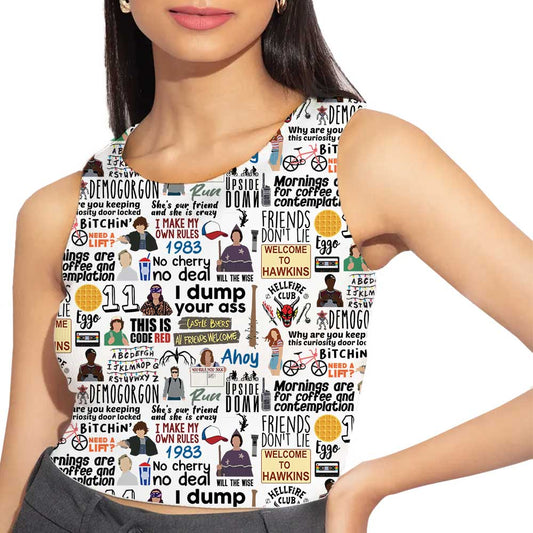 stranger things smelly cat all over printed crop tank tv & movies buy online india the banyan tee tbt men women girls boys unisex xs