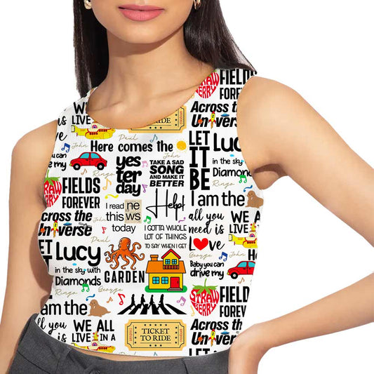 the beatles  all over printed crop tank tv & movies buy online india the banyan tee tbt men women girls boys unisex xs