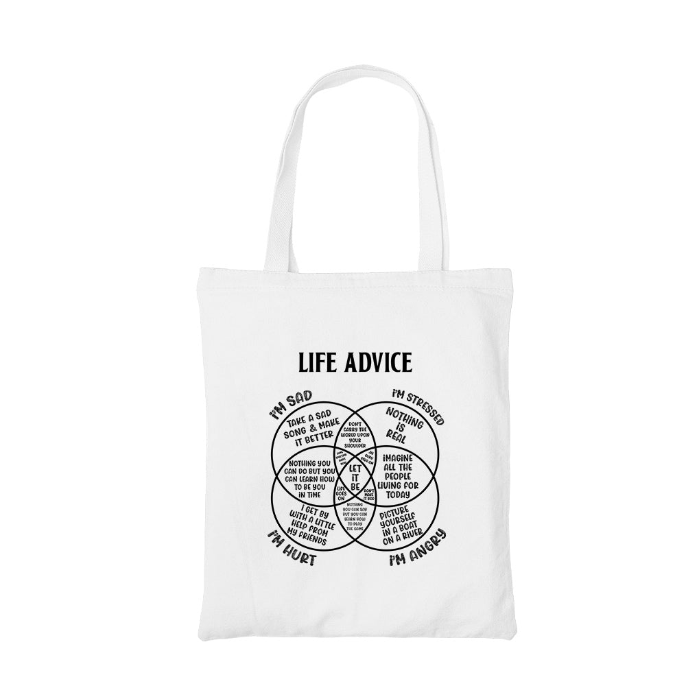 the beatles life advice tote bag hand printed cotton women men unisex