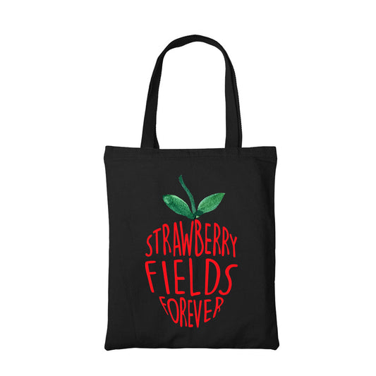 the beatles strawberry fields forever tote bag hand printed cotton women men unisex
