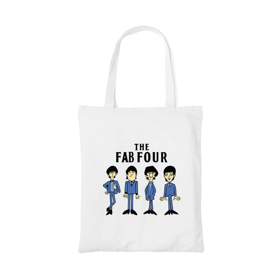 the beatles the fab four tote bag hand printed cotton women men unisex