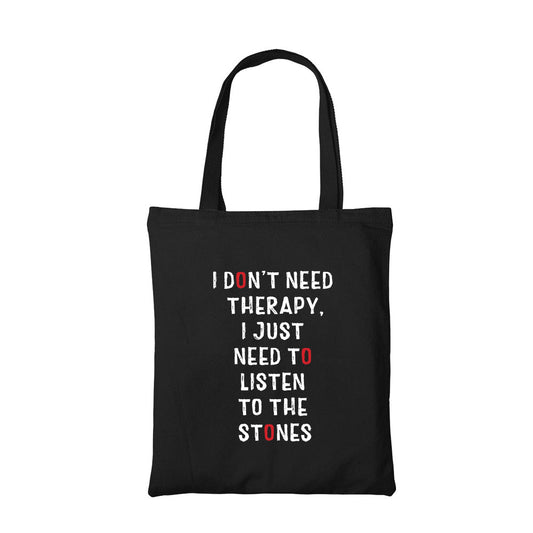 the rolling stones  my therapy tote bag hand printed cotton women men unisex