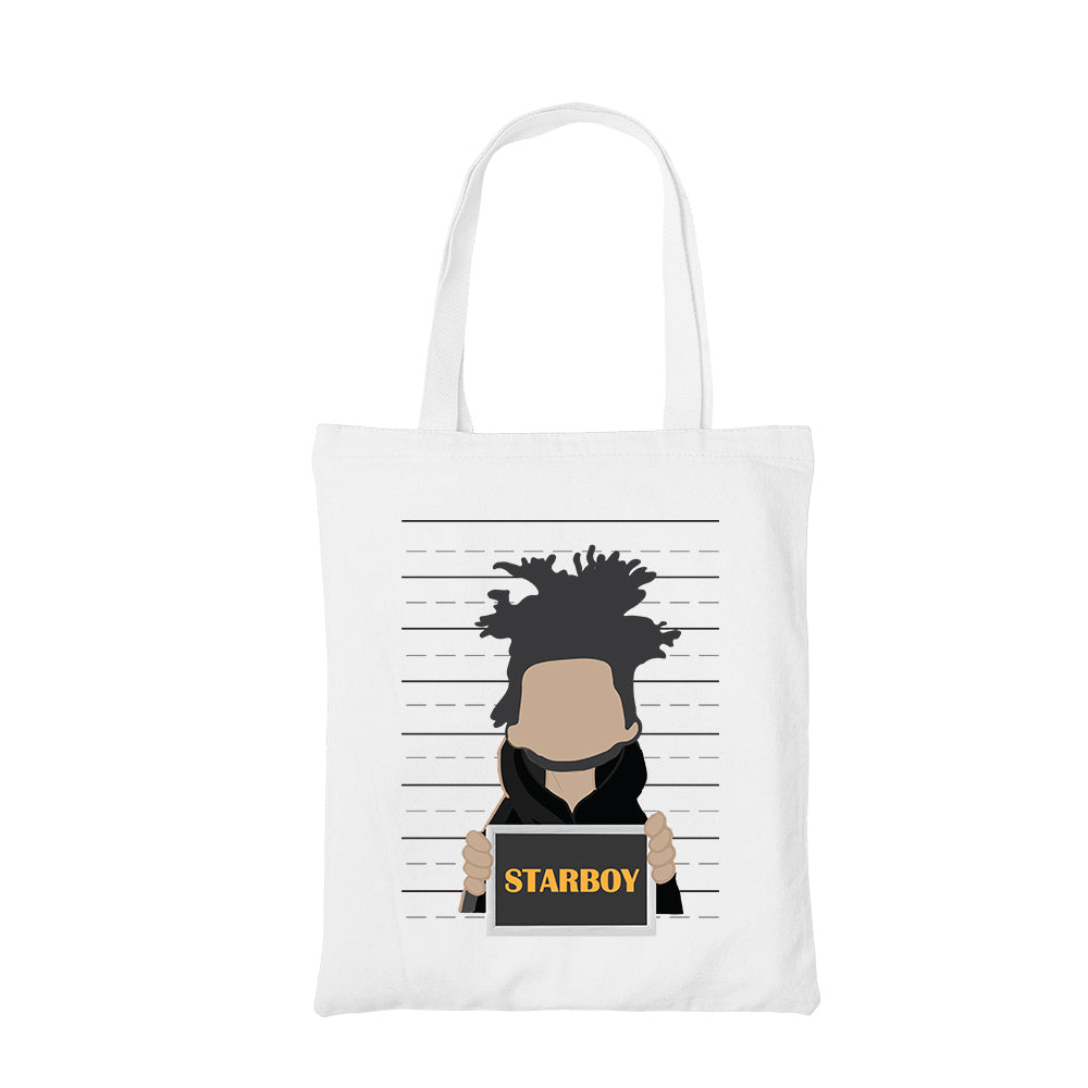 the weeknd star boy tote bag hand printed cotton women men unisex
