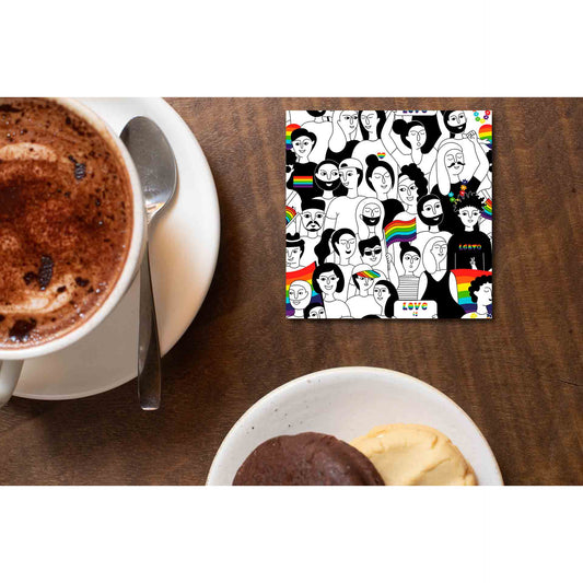pride united by love coasters wooden table cups indian printed graphic stylish buy online india the banyan tee tbt men women girls boys unisex  - lgbtqia+